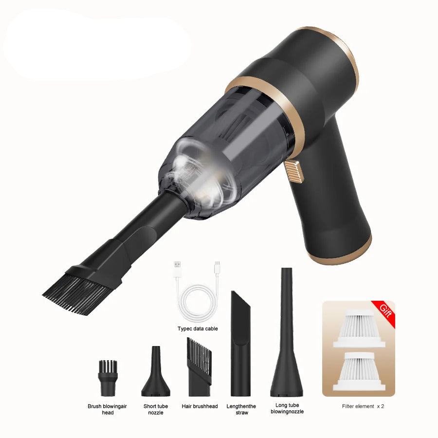 Mini Wireless Car Vacuum Cleaner with Powerful Suction for Home and Auto Use