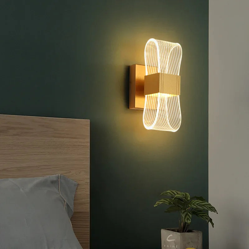 Modern Nordic LED Wall Sconce Luxury Gold Bedside & Background Light