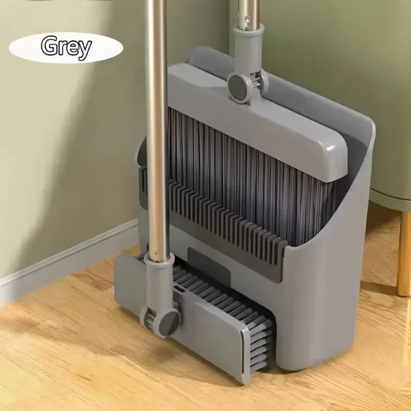 3-in-1 Folding Broom and Dustpan Set for Multi-Surface Cleaning