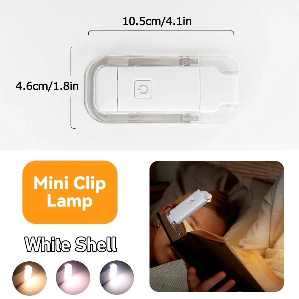 Mini USB Rechargeable Book Light with Amber Glow and Eye Protection