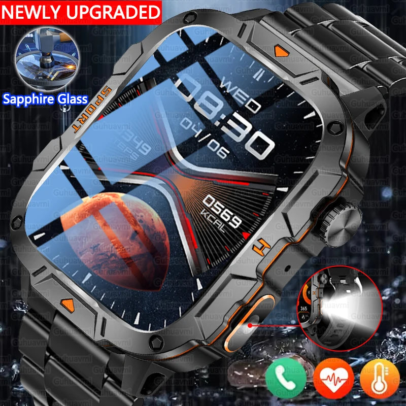 Men's Sports Smartwatch with HD Bluetooth Call & 100+ Modes – Military Grade