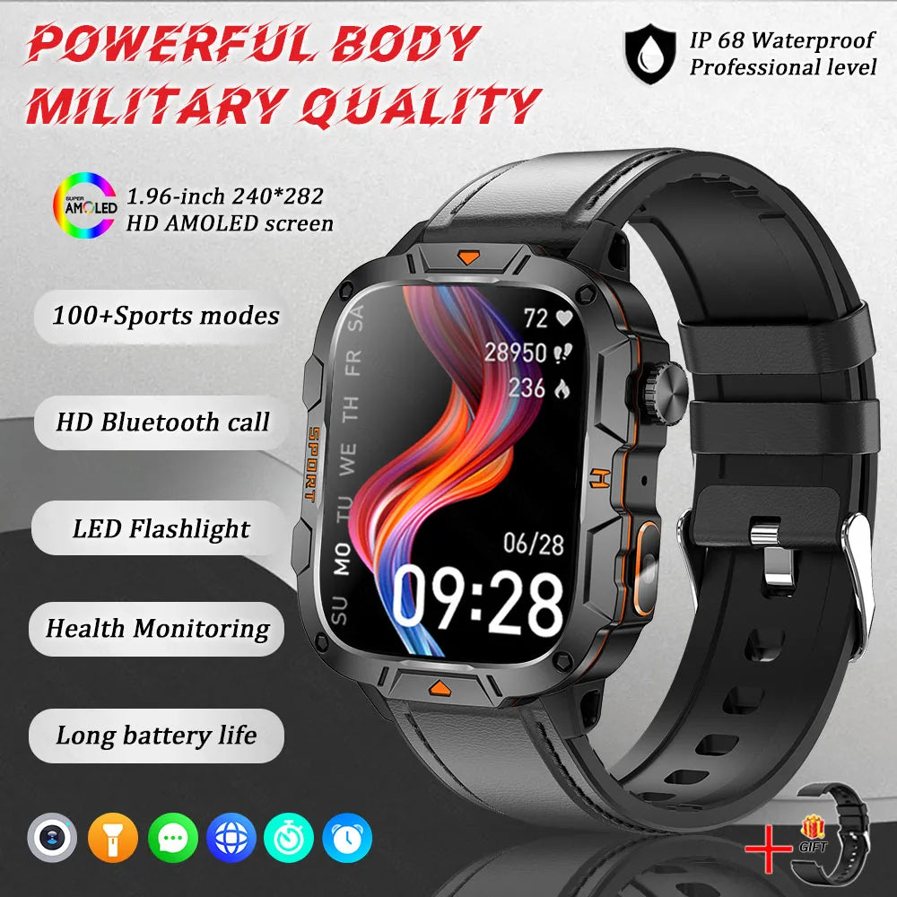Men's Sports Smartwatch with HD Bluetooth Call & 100+ Modes – Military Grade