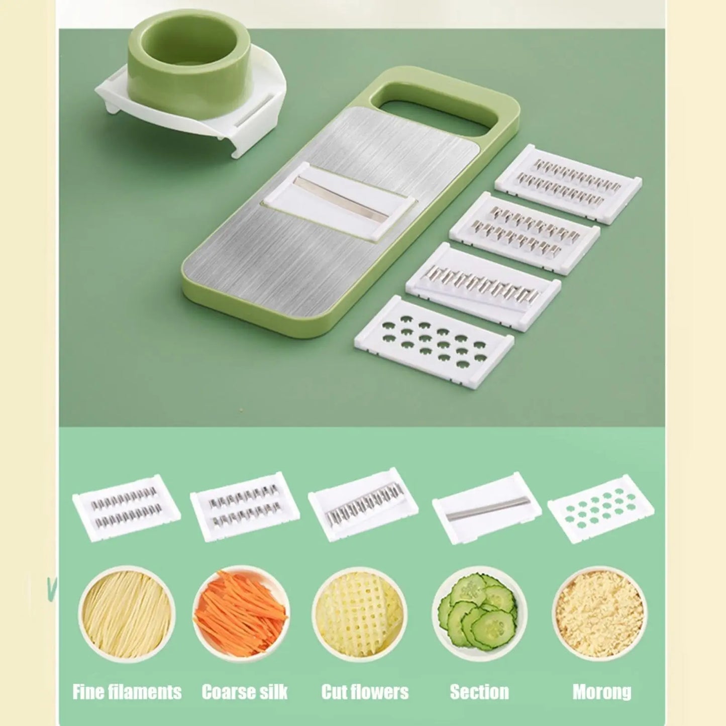 Multi-Functional 9-in-1 Manual Vegetable Slicer with Interchangeable Blades