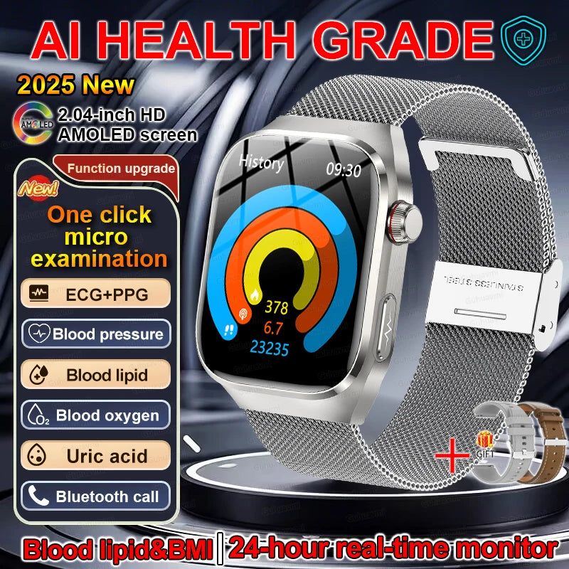 2.04" Smartwatch with Voice Calls, ECG & Full Health Monitoring