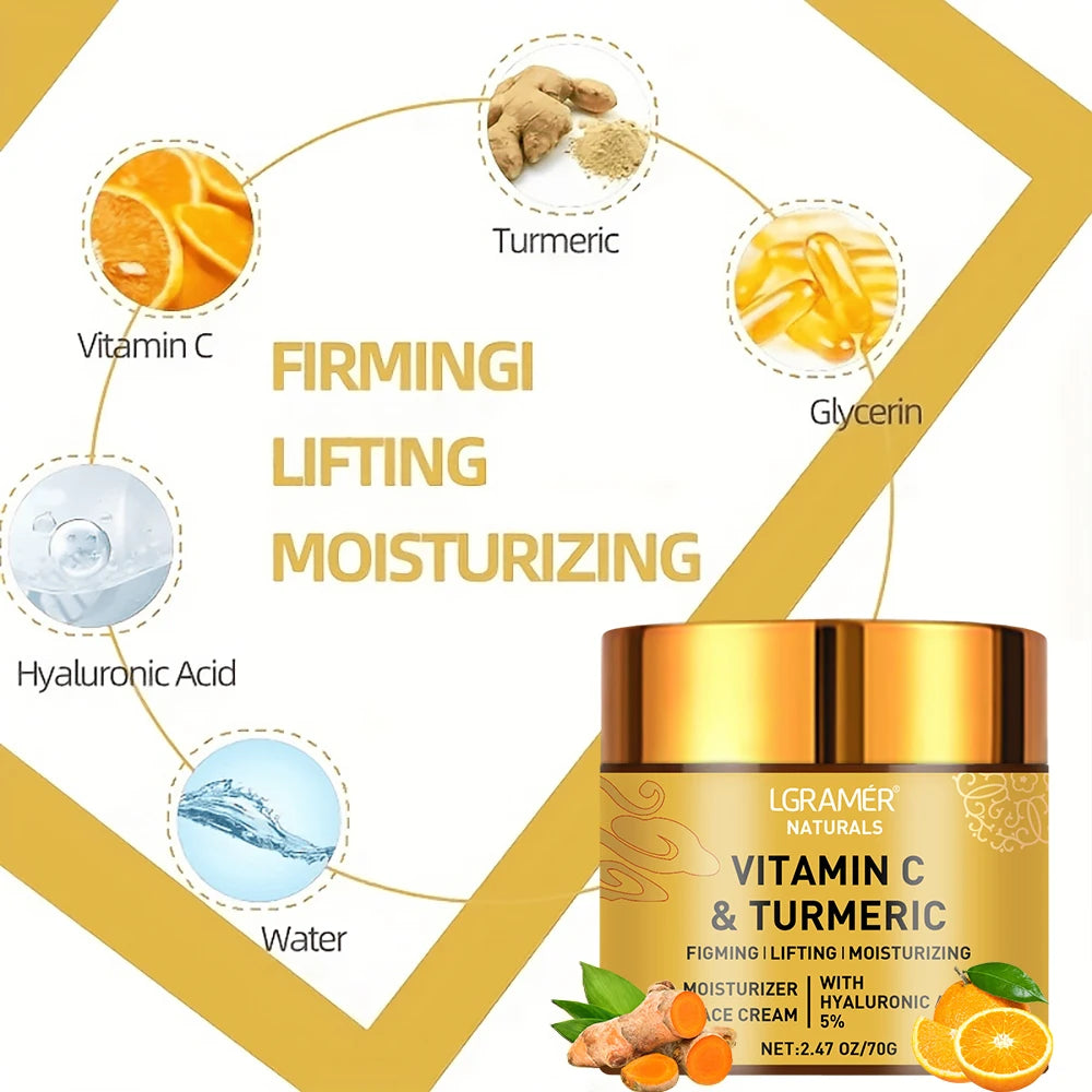 Hyaluronic and Retinol Face Moisturiser with Turmeric and Vitamin C for Smooth Skin