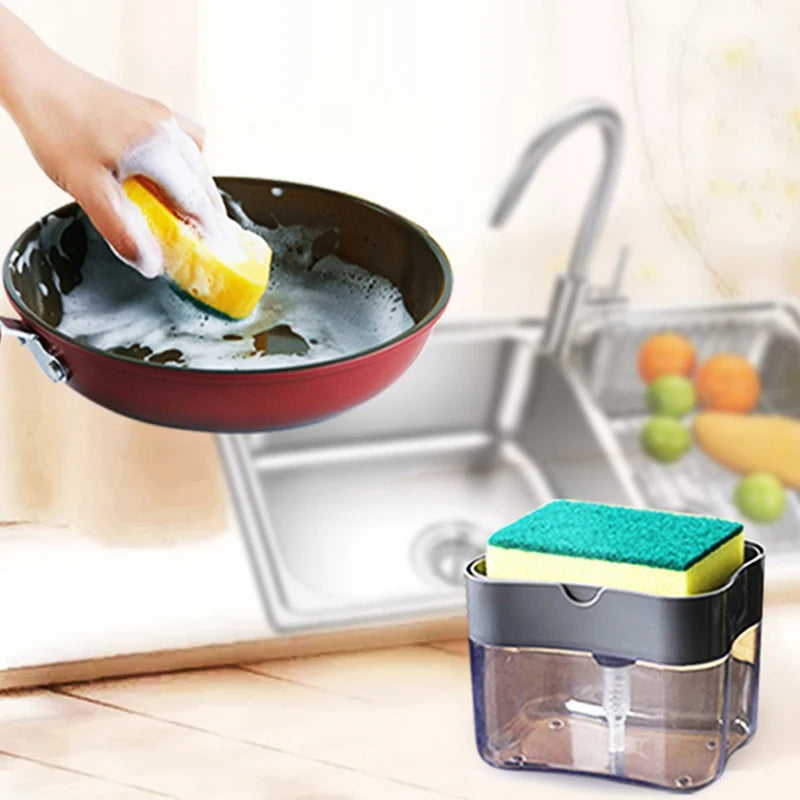 Portable Soap Dispenser for Dishes and Pots Easy-Press Kitchen Cleaning