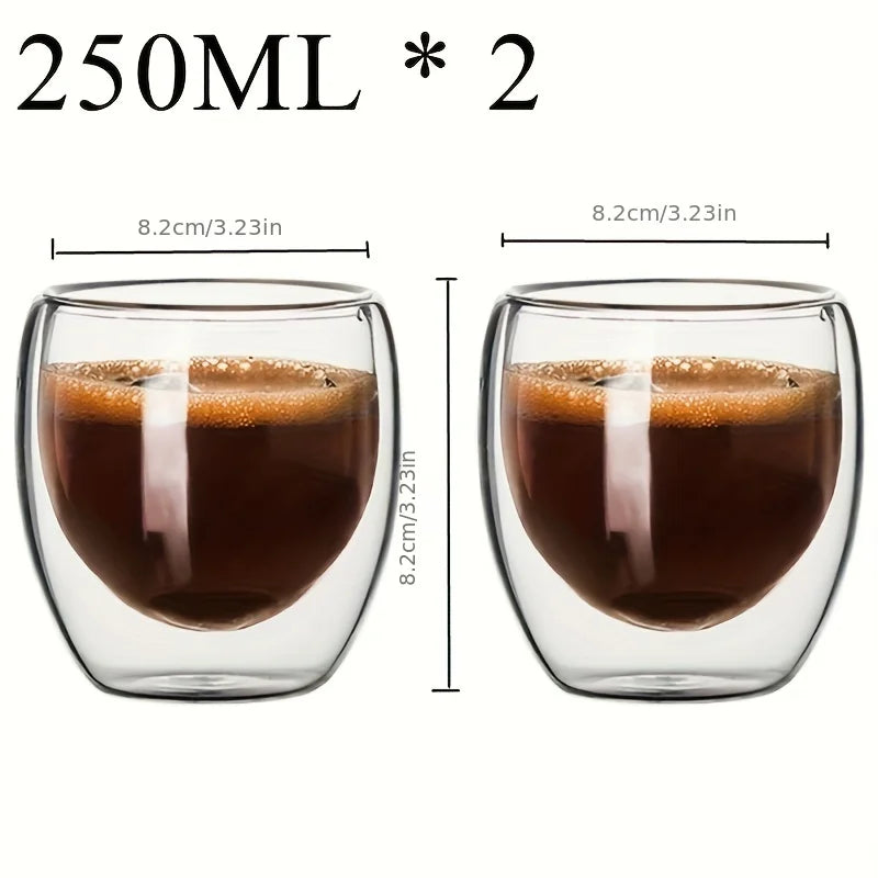 Transparent Borosilicate Double Wall Glass for Espresso, Drinks, and Desserts