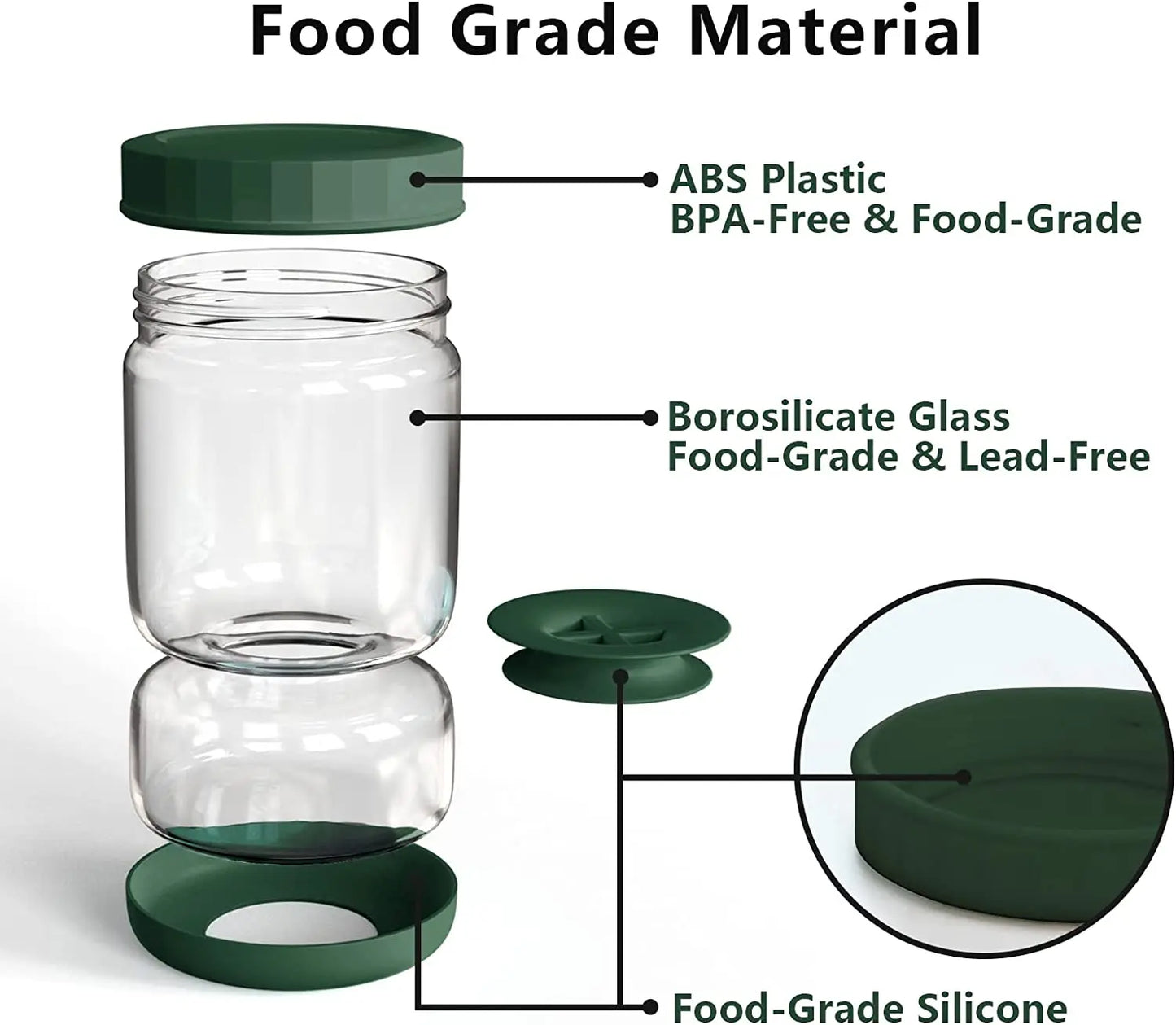 34oz Glass Pickle Jar with Strainer Flip, Airtight Leak-Proof Lid