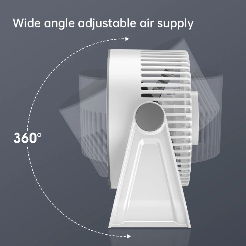 Portable USB Rechargeable Desktop Fan with 5 Speeds and Night Light