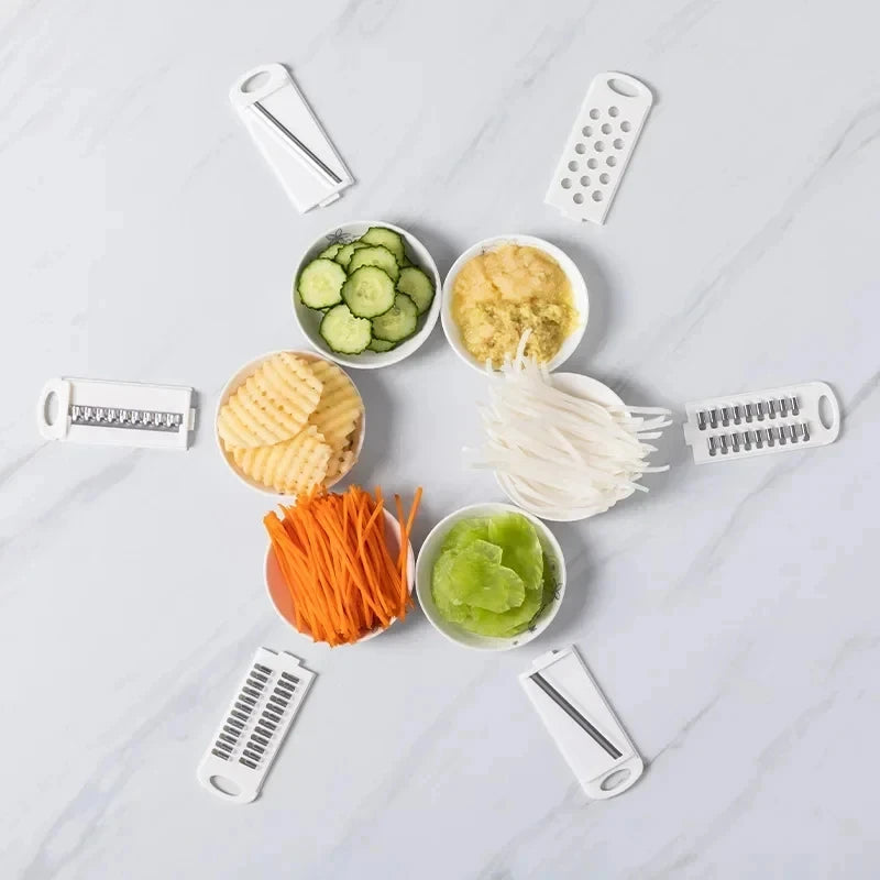 Multi-Functional 9-in-1 Manual Vegetable Slicer with Interchangeable Blades