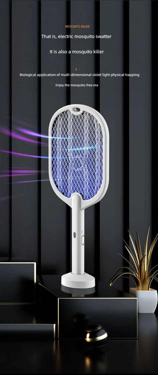 3-in-1 Electric Mosquito Swatter with Lamp and Wall Mount – 3000V & USB-C Charging