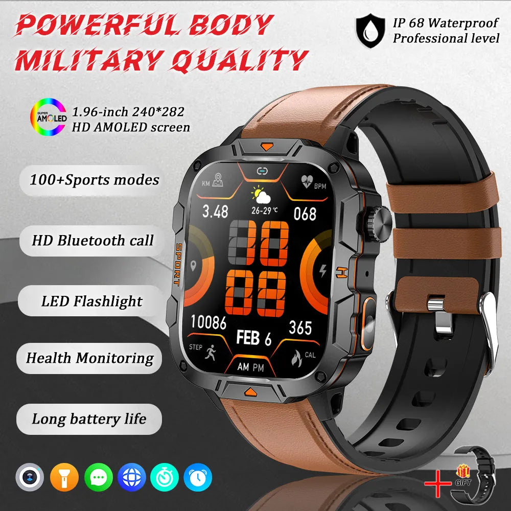 Men's Sports Smartwatch with HD Bluetooth Call & 100+ Modes – Military Grade