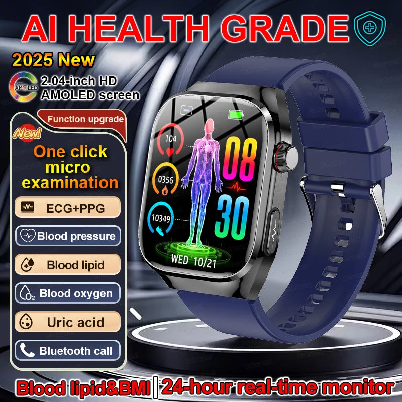2.04" Smartwatch with Voice Calls, ECG & Full Health Monitoring
