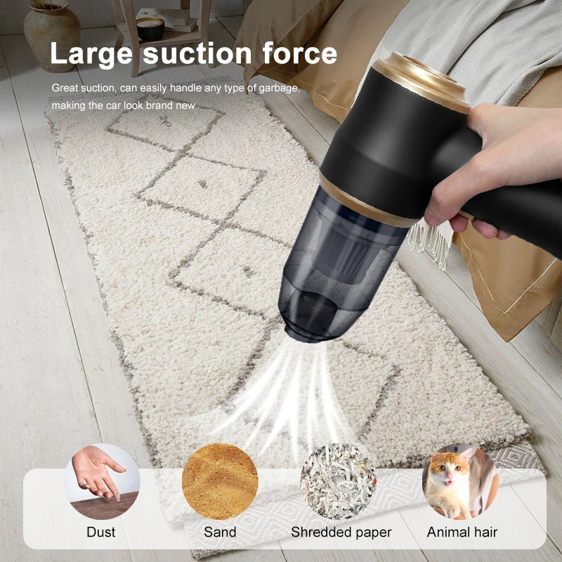 Mini Wireless Car Vacuum Cleaner with Powerful Suction for Home and Auto Use