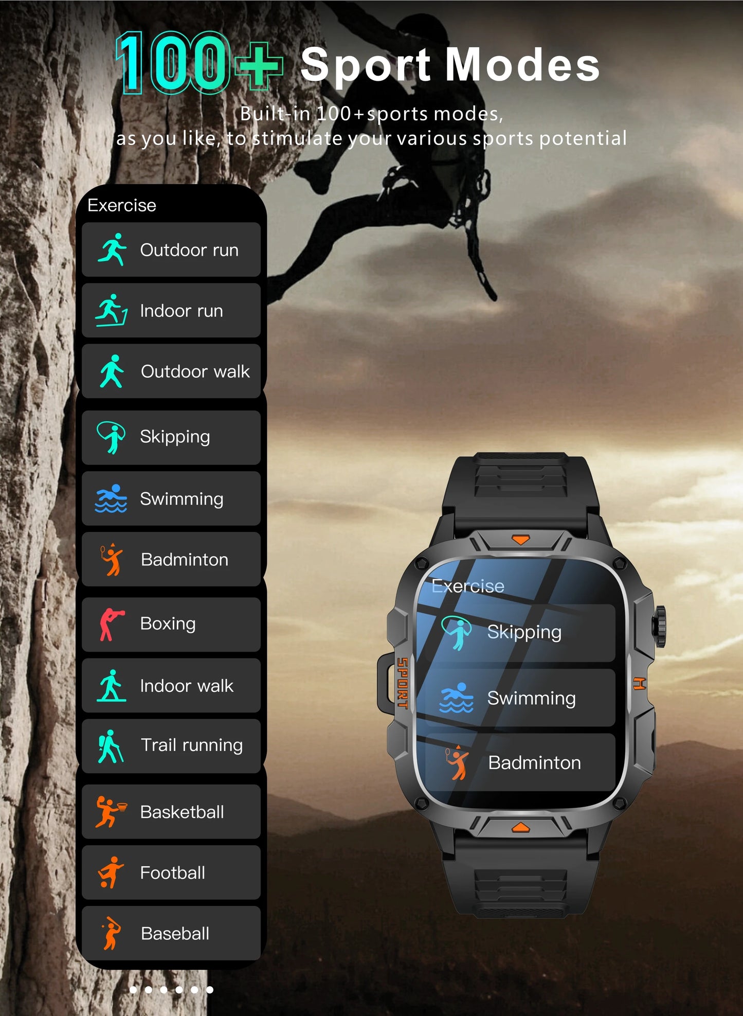 Men's Sports Smartwatch with HD Bluetooth Call & 100+ Modes – Military Grade