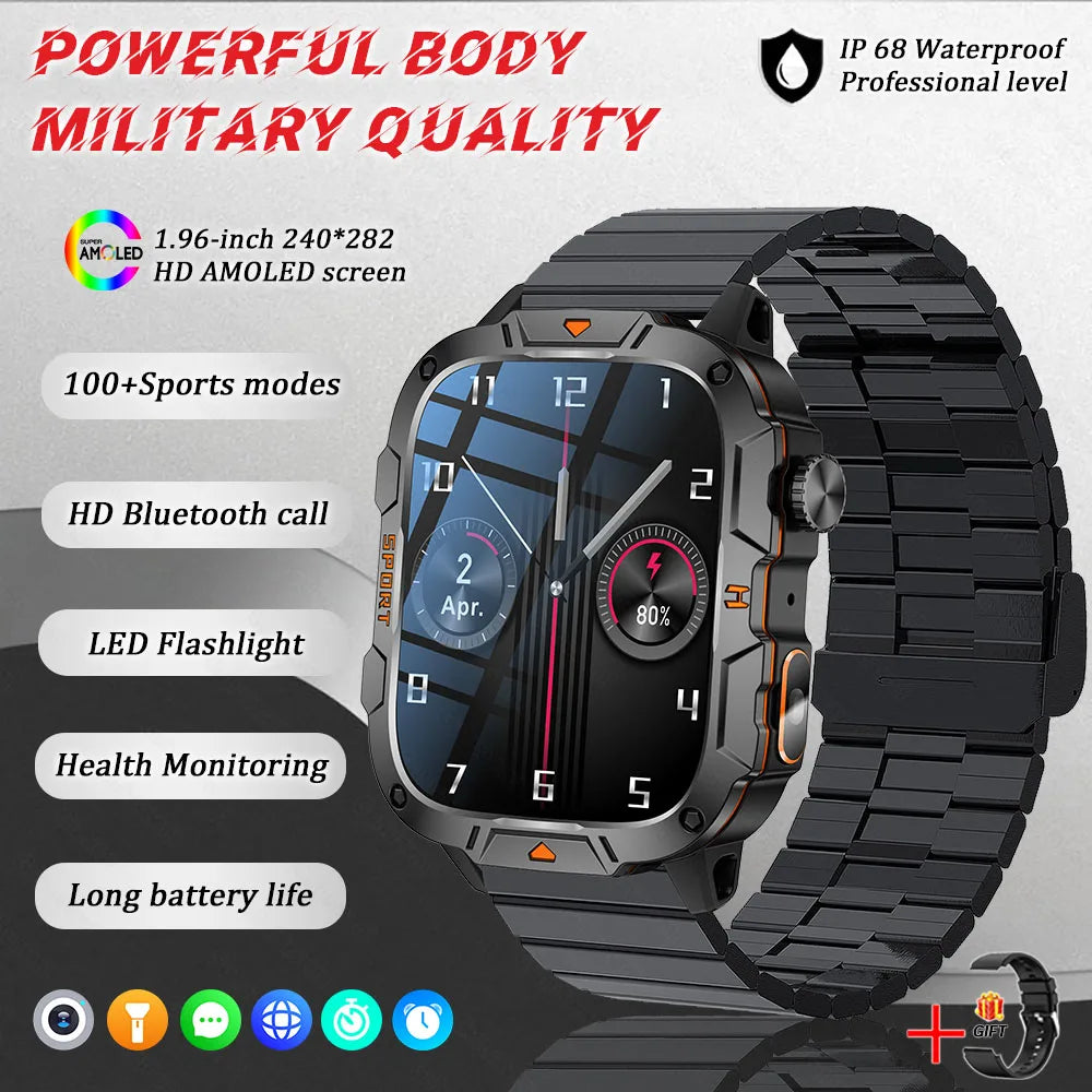 Men's Sports Smartwatch with HD Bluetooth Call & 100+ Modes – Military Grade
