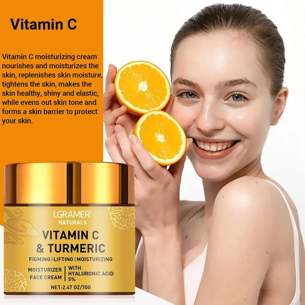 Hyaluronic and Retinol Face Moisturiser with Turmeric and Vitamin C for Smooth Skin