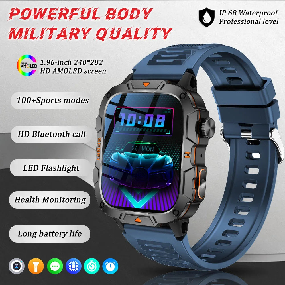 Men's Sports Smartwatch with HD Bluetooth Call & 100+ Modes – Military Grade