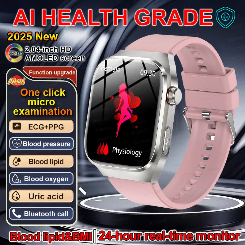 2.04" Smartwatch with Voice Calls, ECG & Full Health Monitoring