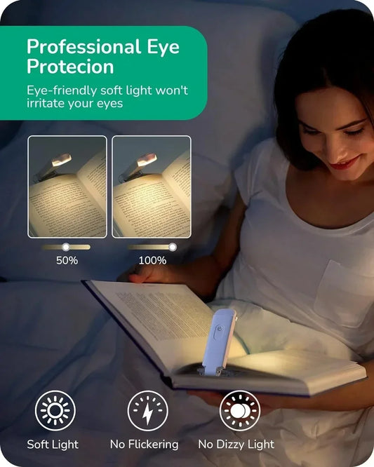 Mini USB Rechargeable Book Light with Amber Glow and Eye Protection
