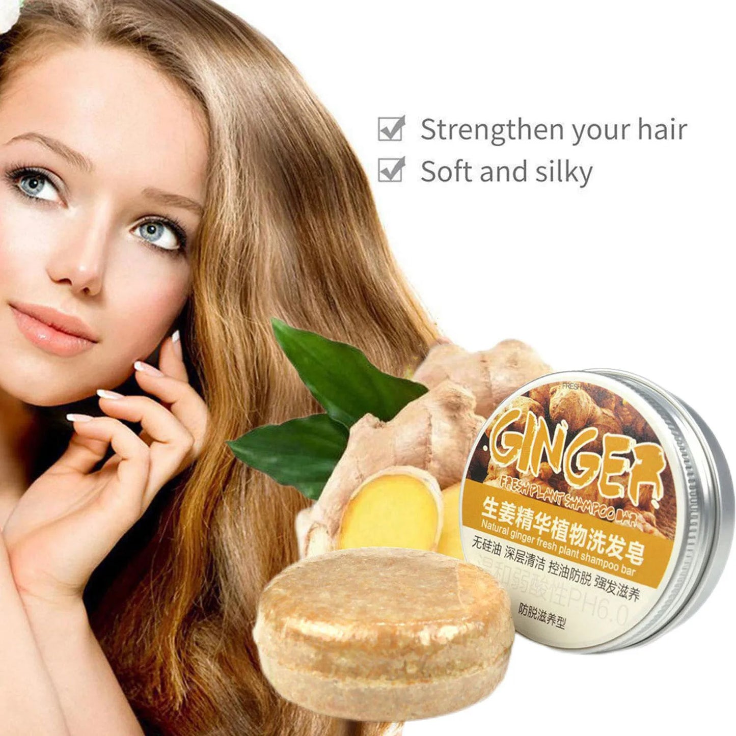 Ginger Shampoo Bar for Hair Growth Cold Processed, Plant-Based Formula