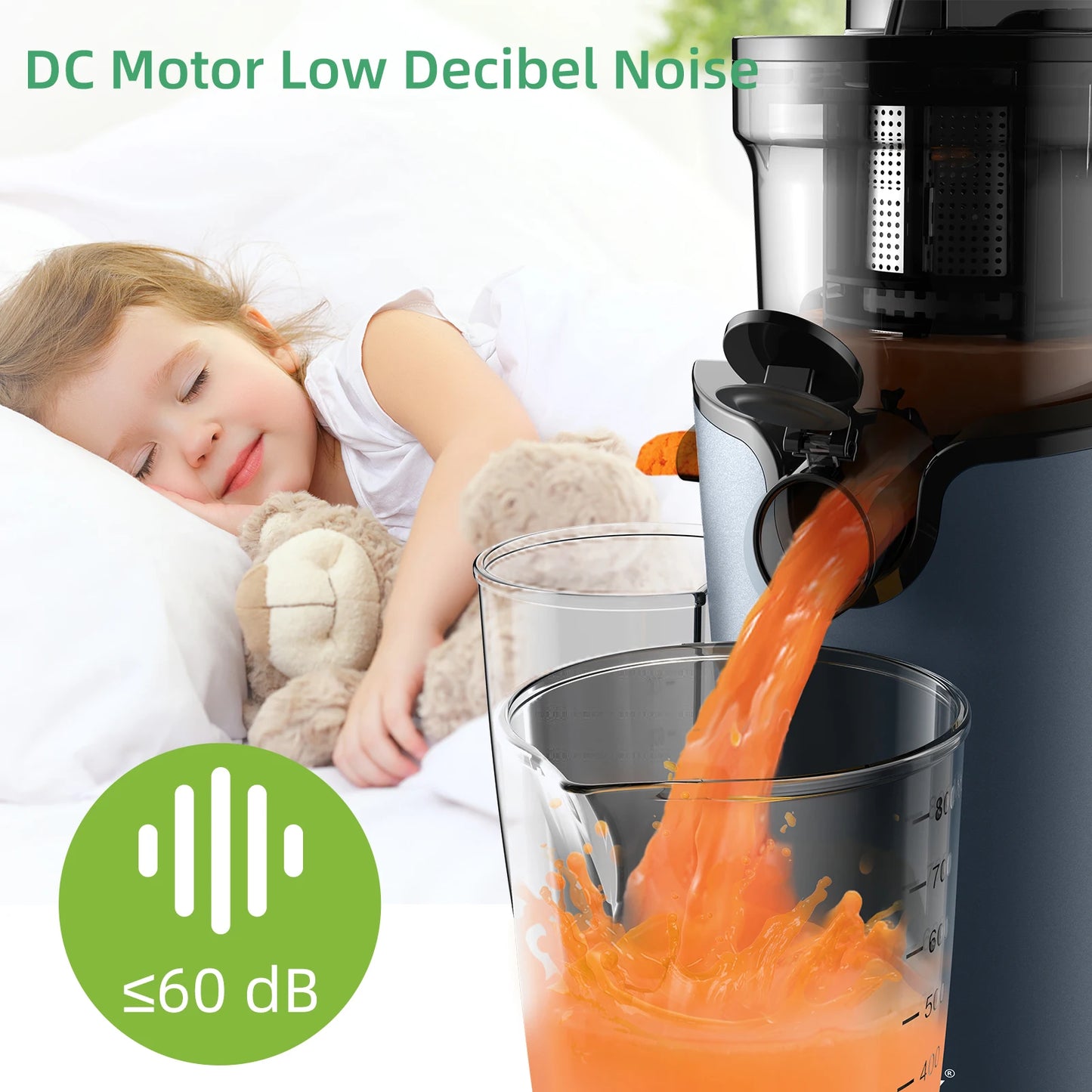 BioloMix Cold Press Juicer with 78mm Feed Chute and 200W Quiet Motor