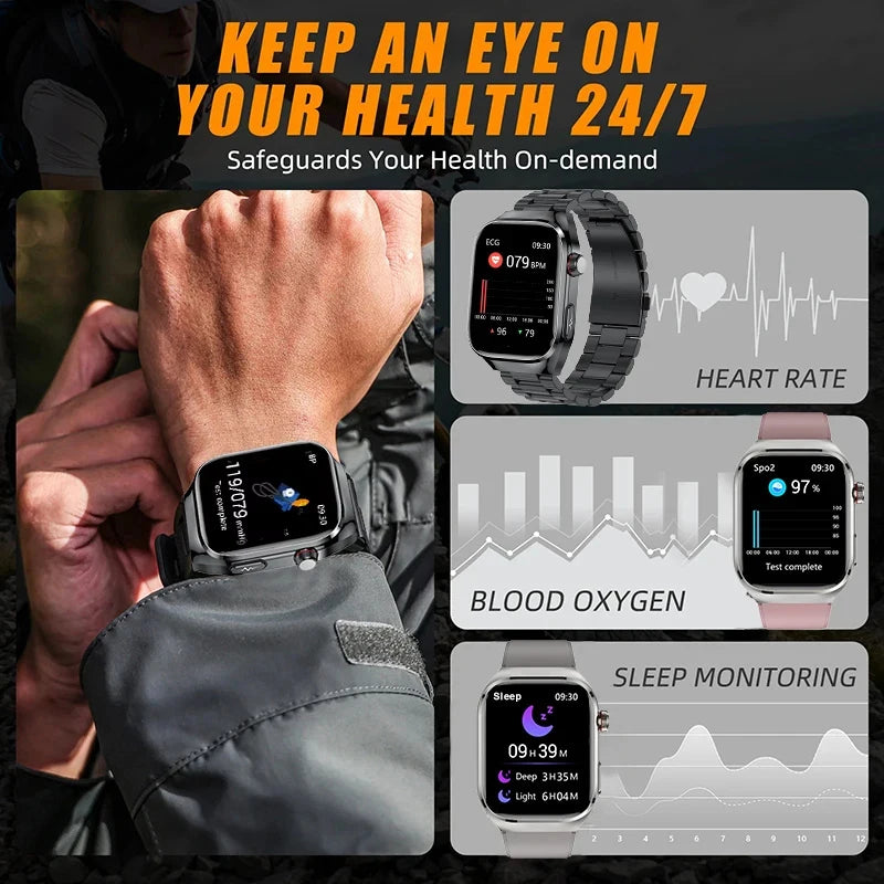 2.04" Smartwatch with Voice Calls, ECG & Full Health Monitoring