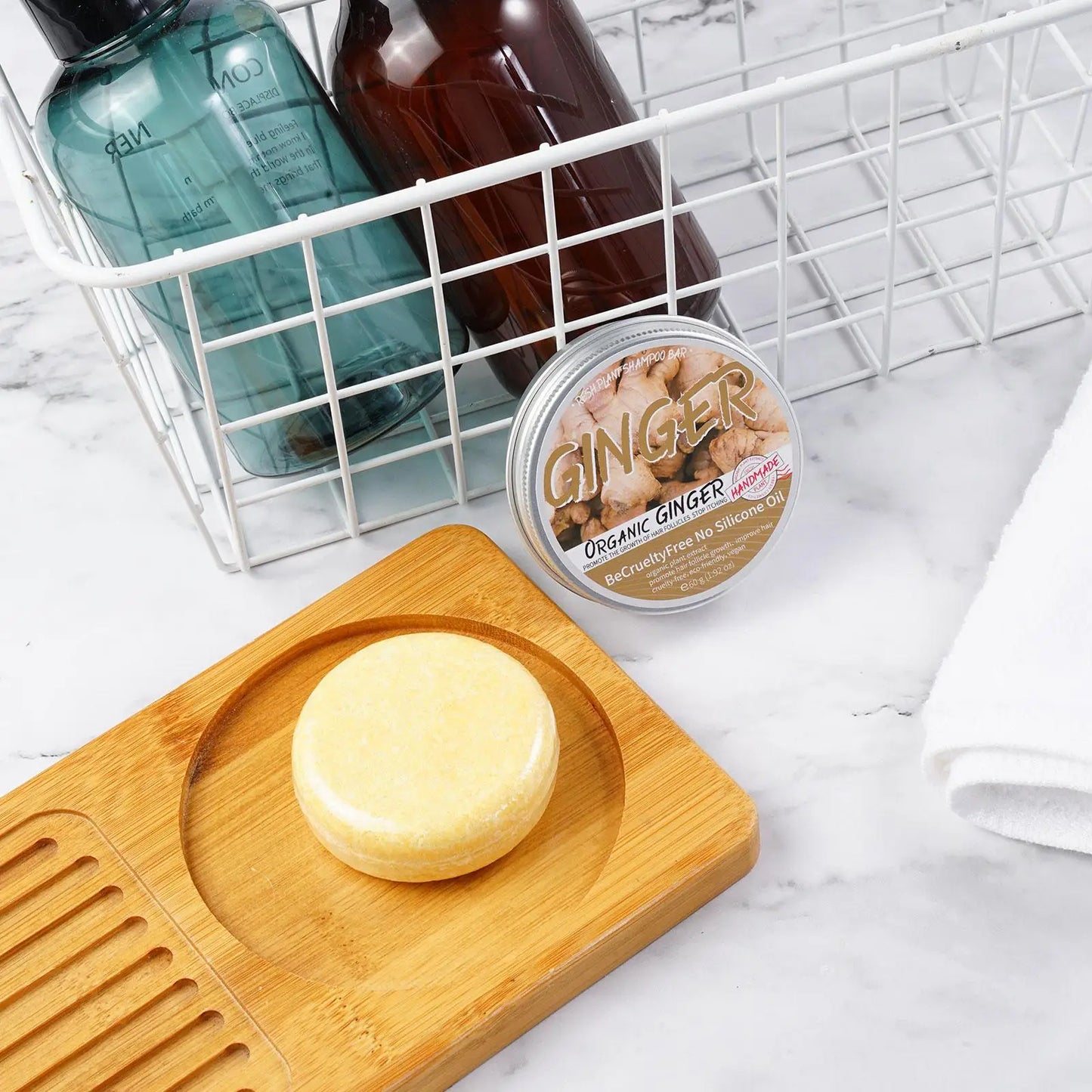 Ginger Shampoo Bar for Hair Growth Cold Processed, Plant-Based Formula