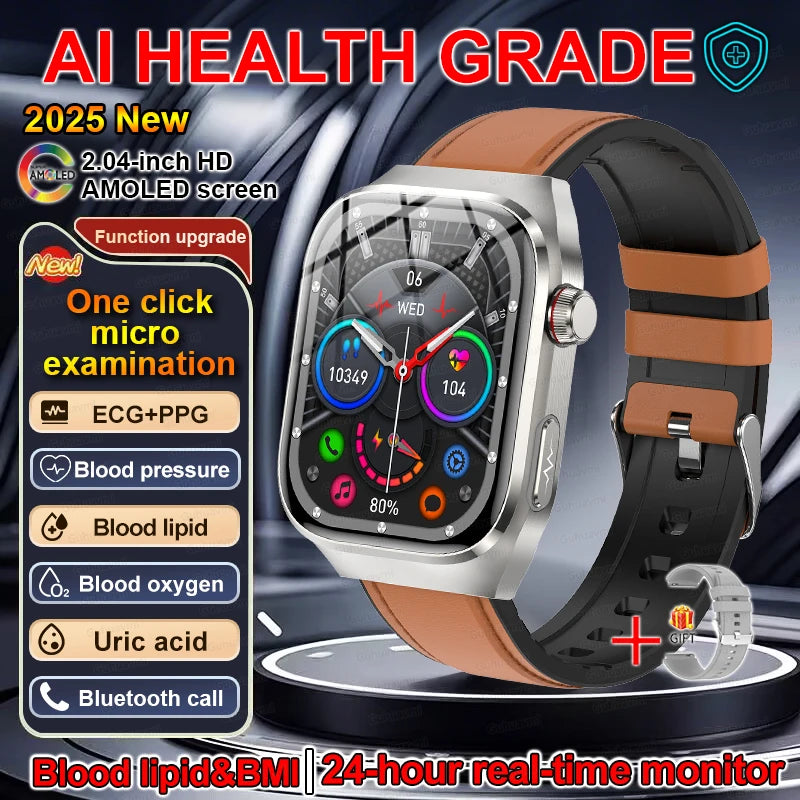 2.04" Smartwatch with Voice Calls, ECG & Full Health Monitoring