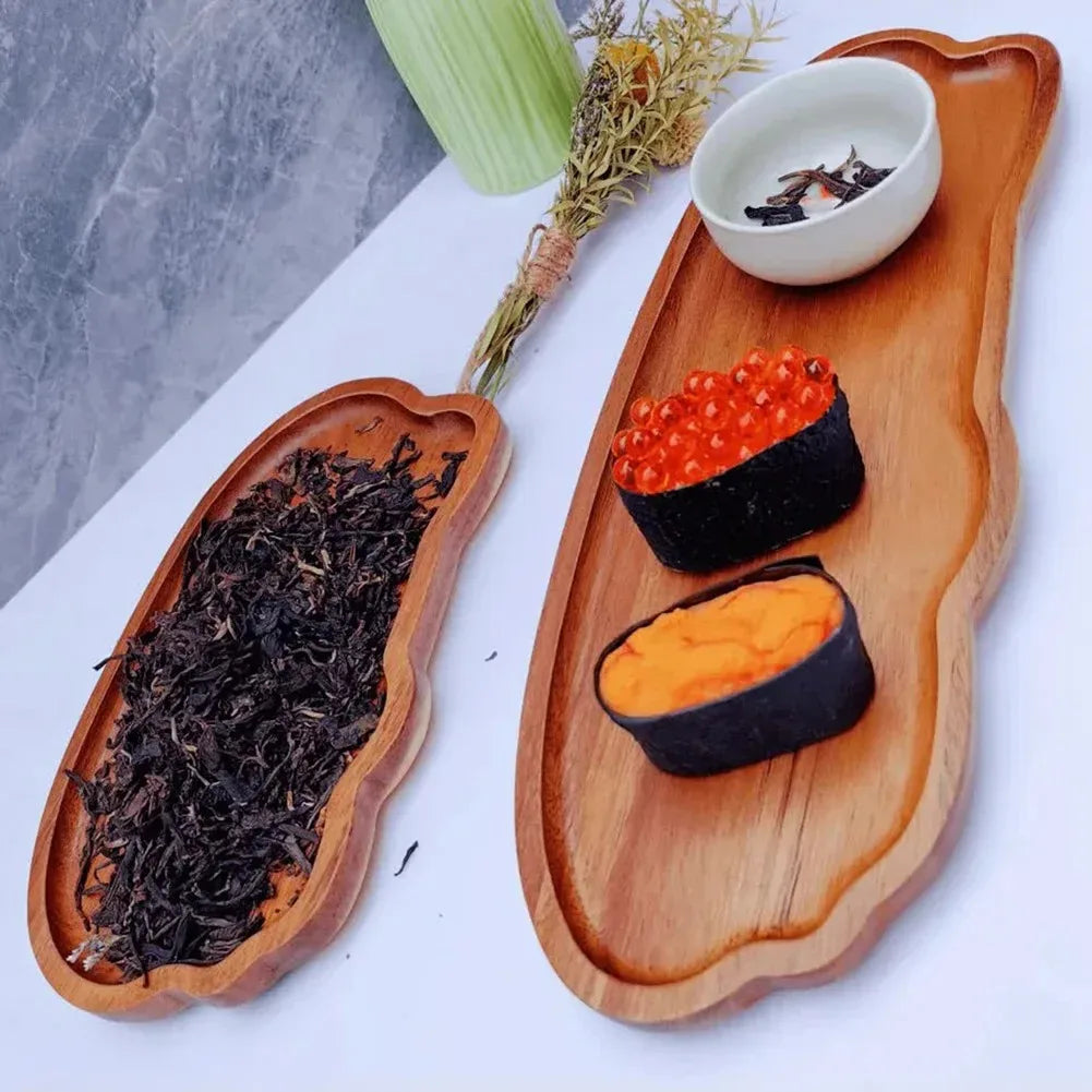Japanese-Style Wooden Serving Tray for Snacks, Desserts and Coffee