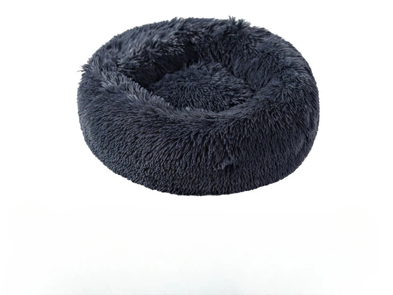 Soft Plush Cat Bed Washable Round Nest for Small Pets