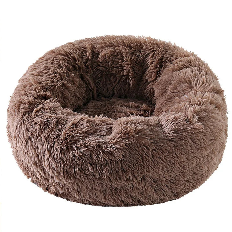 Soft Plush Cat Bed Washable Round Nest for Small Pets