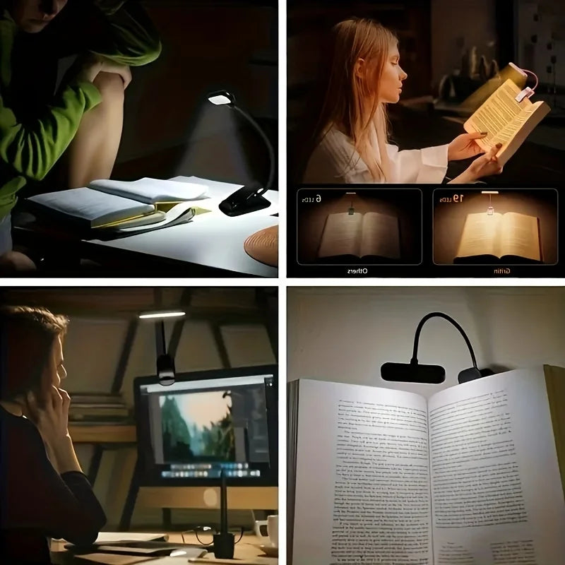 Portable Dimmable Book Light for Night Reading with USB Charging