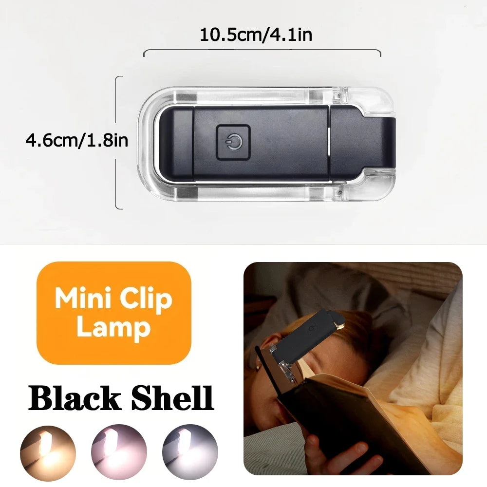 Mini USB Rechargeable Book Light with Amber Glow and Eye Protection