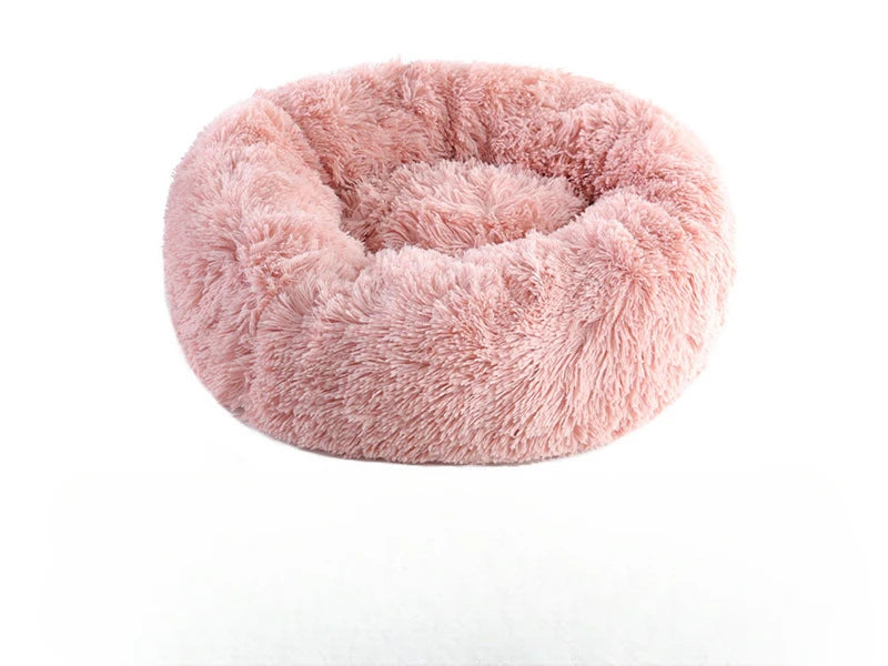Soft Plush Cat Bed Washable Round Nest for Small Pets