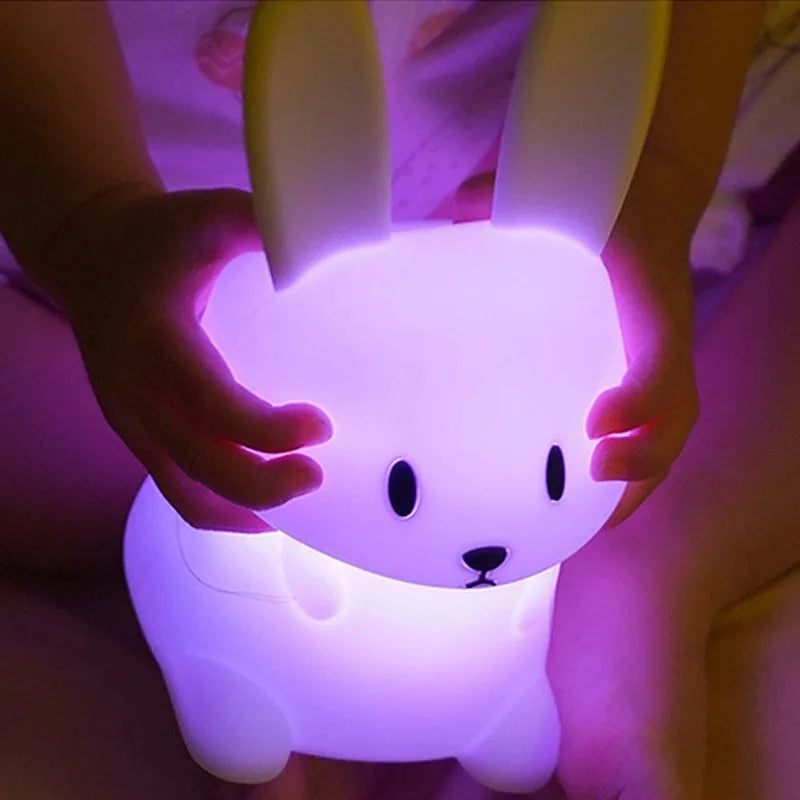 Soft Silicone Bunny Night Light with Touch Control & 7-Colour Modes