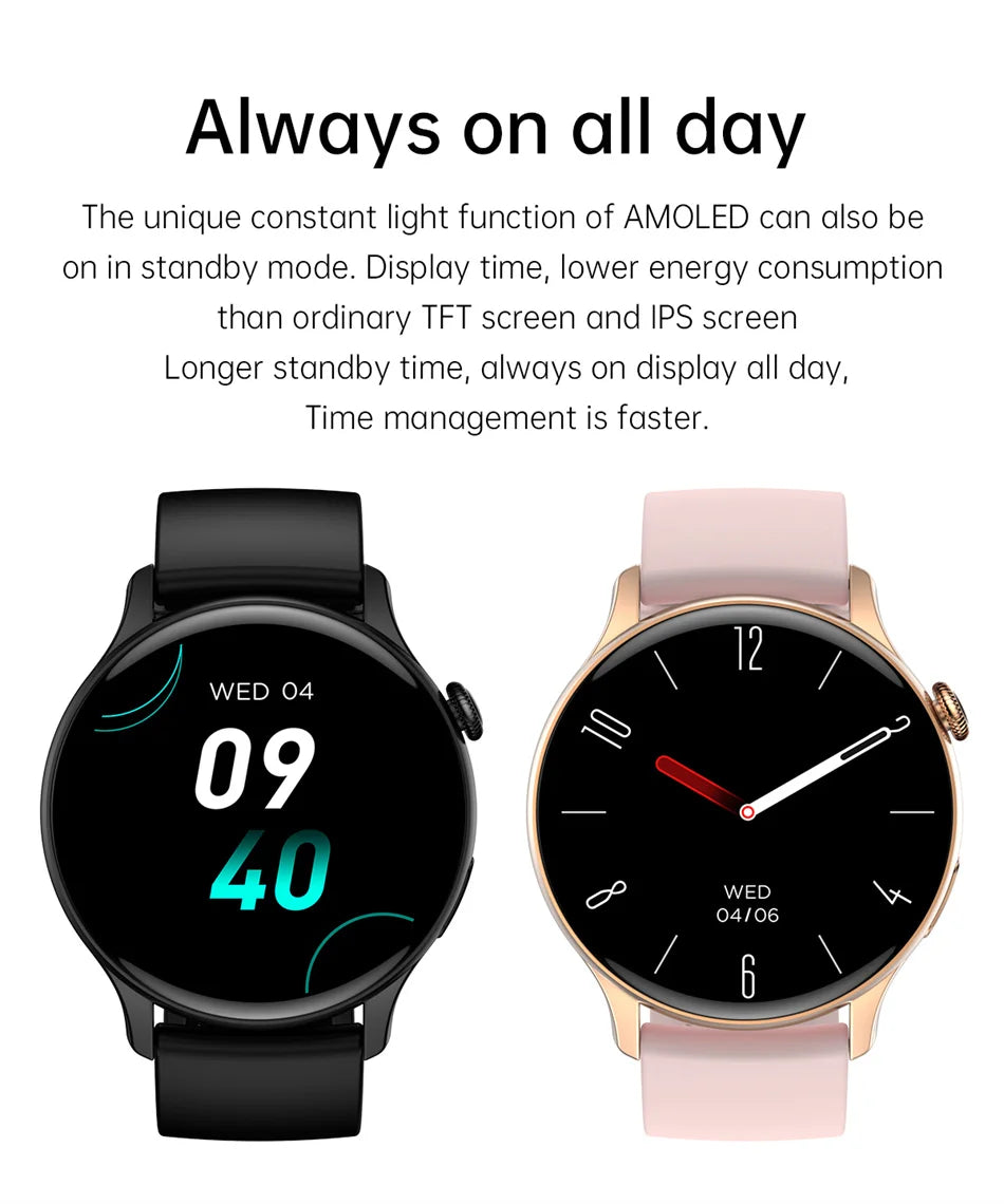 Women’s Sports Smartwatch with 1.43 in AMOLED Screen and Wellness Features