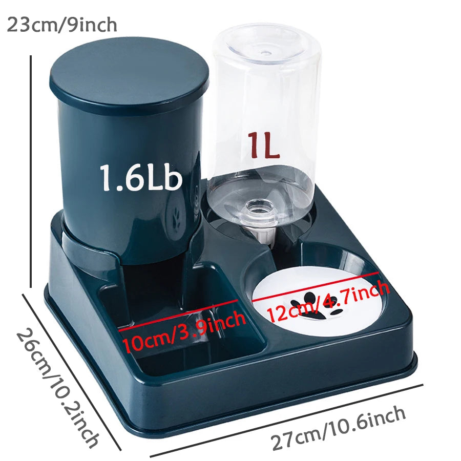 2-in-1 Tilted Pet Feeder Automatic Food and Water Station for Cats