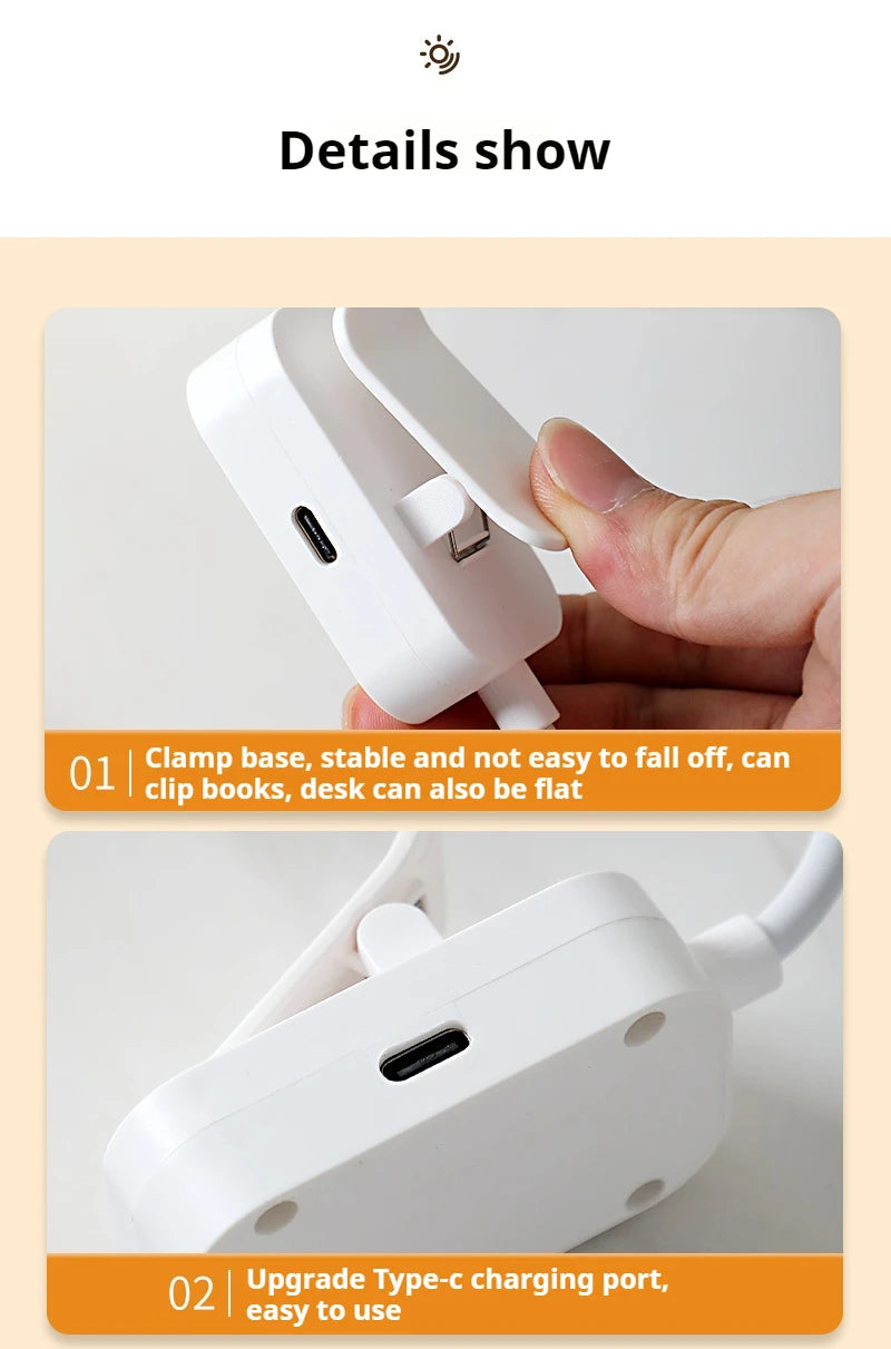 Portable Foldable Book Light for Bedtime Reading with 360° Gooseneck