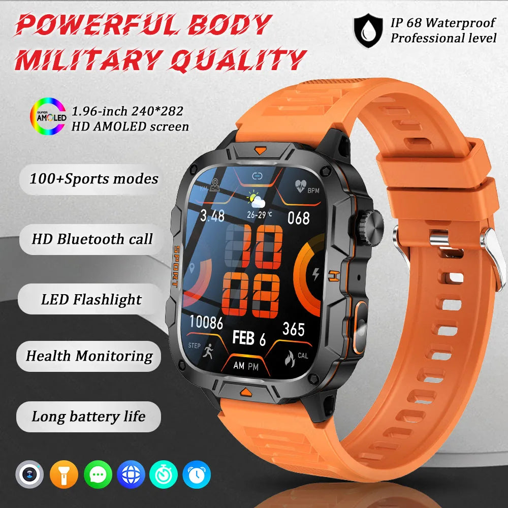 Men's Sports Smartwatch with HD Bluetooth Call & 100+ Modes – Military Grade