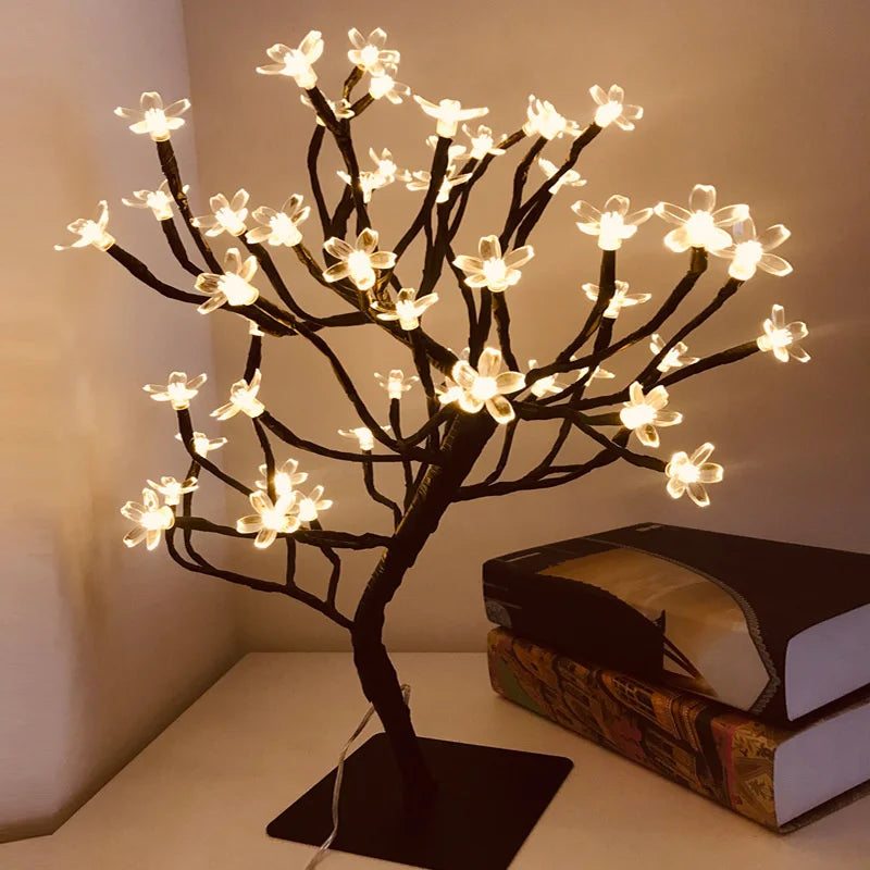 LED Rose Tree Table Lamp USB Fairy Light for Home Decor
