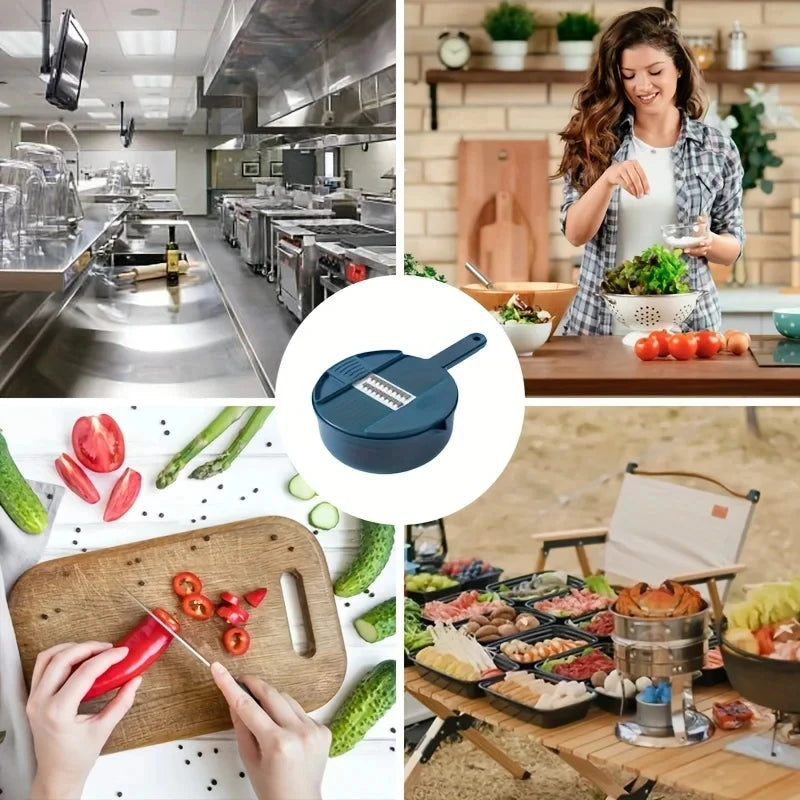 Multi-Functional 9-in-1 Manual Vegetable Slicer with Interchangeable Blades