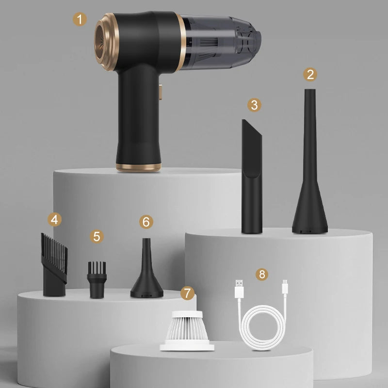 Mini Wireless Car Vacuum Cleaner with Powerful Suction for Home and Auto Use