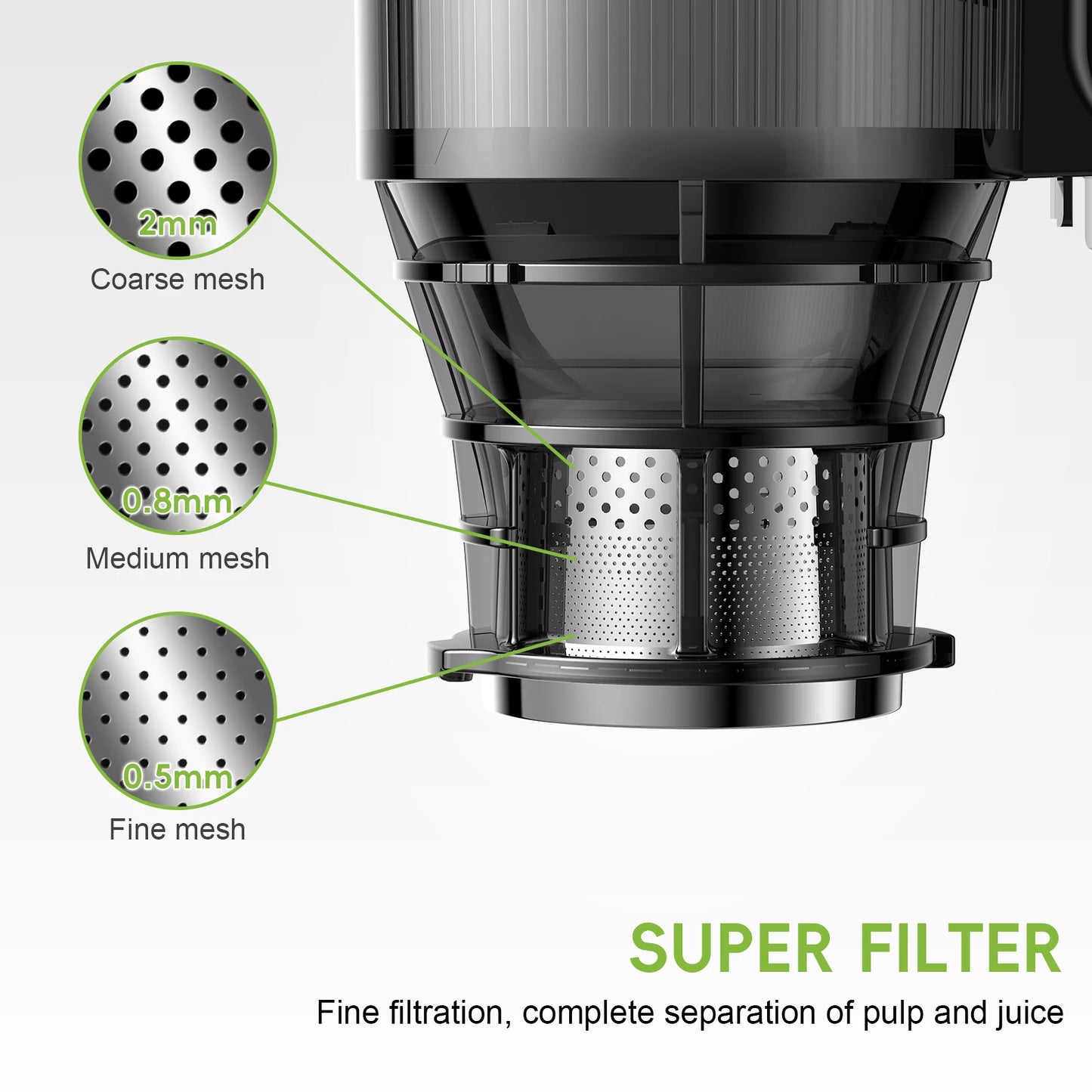 BioloMix Cold Press Juicer with 130mm Feed Chute and Triple Mesh Filtration