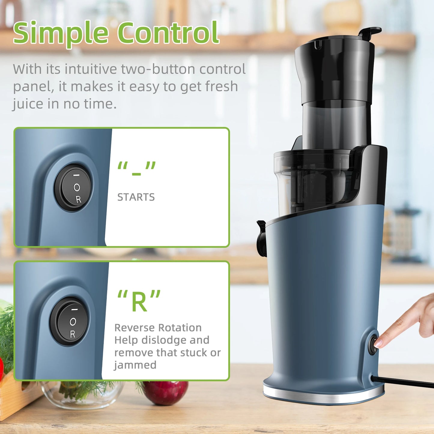 BioloMix Cold Press Juicer with 78mm Feed Chute and 200W Quiet Motor