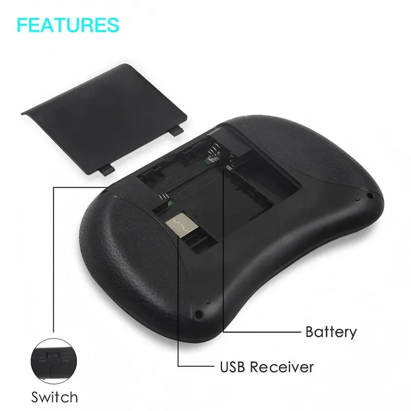 Compact Wireless Keyboard with Touchpad and Remote Control Function