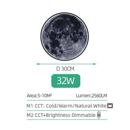 Modern 3D Moon Mural Wall Lamp Dimmable LED Light forHome Interiors