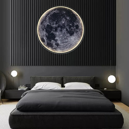 Modern 3D Moon Mural Wall Lamp Dimmable LED Light forHome Interiors
