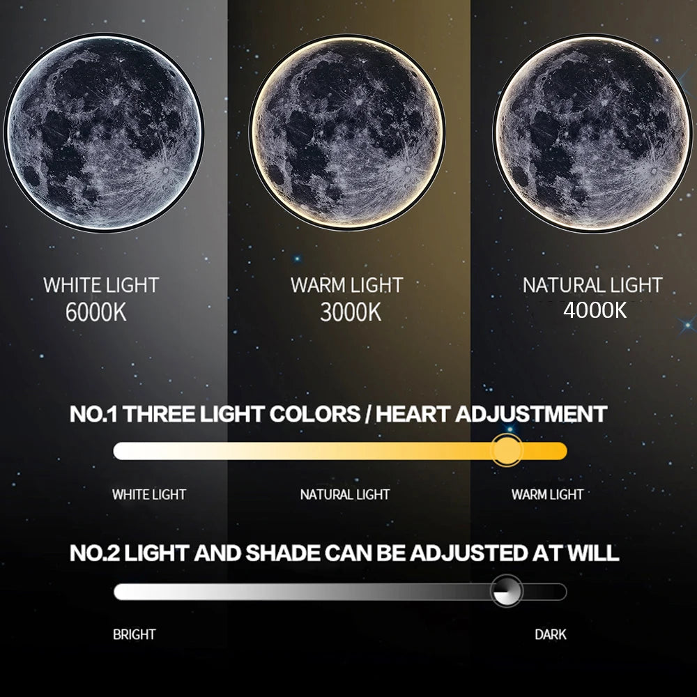 Modern 3D Moon Mural Wall Lamp Dimmable LED Light forHome Interiors