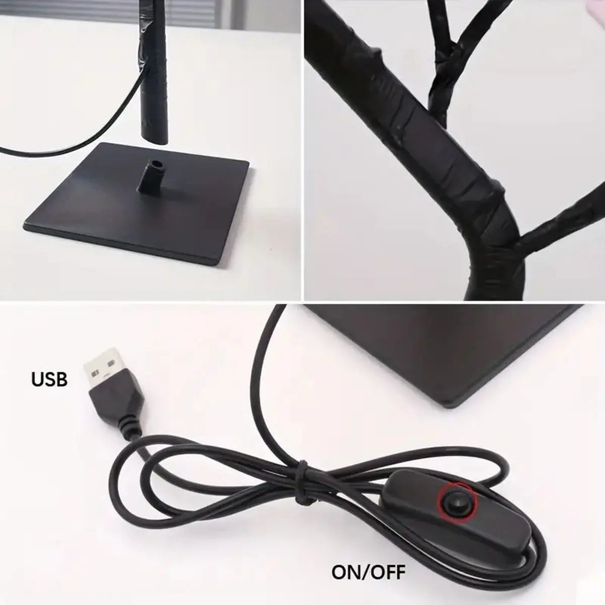 Adjustable Rose Flower Lamp USB Fairy Tree for Decor